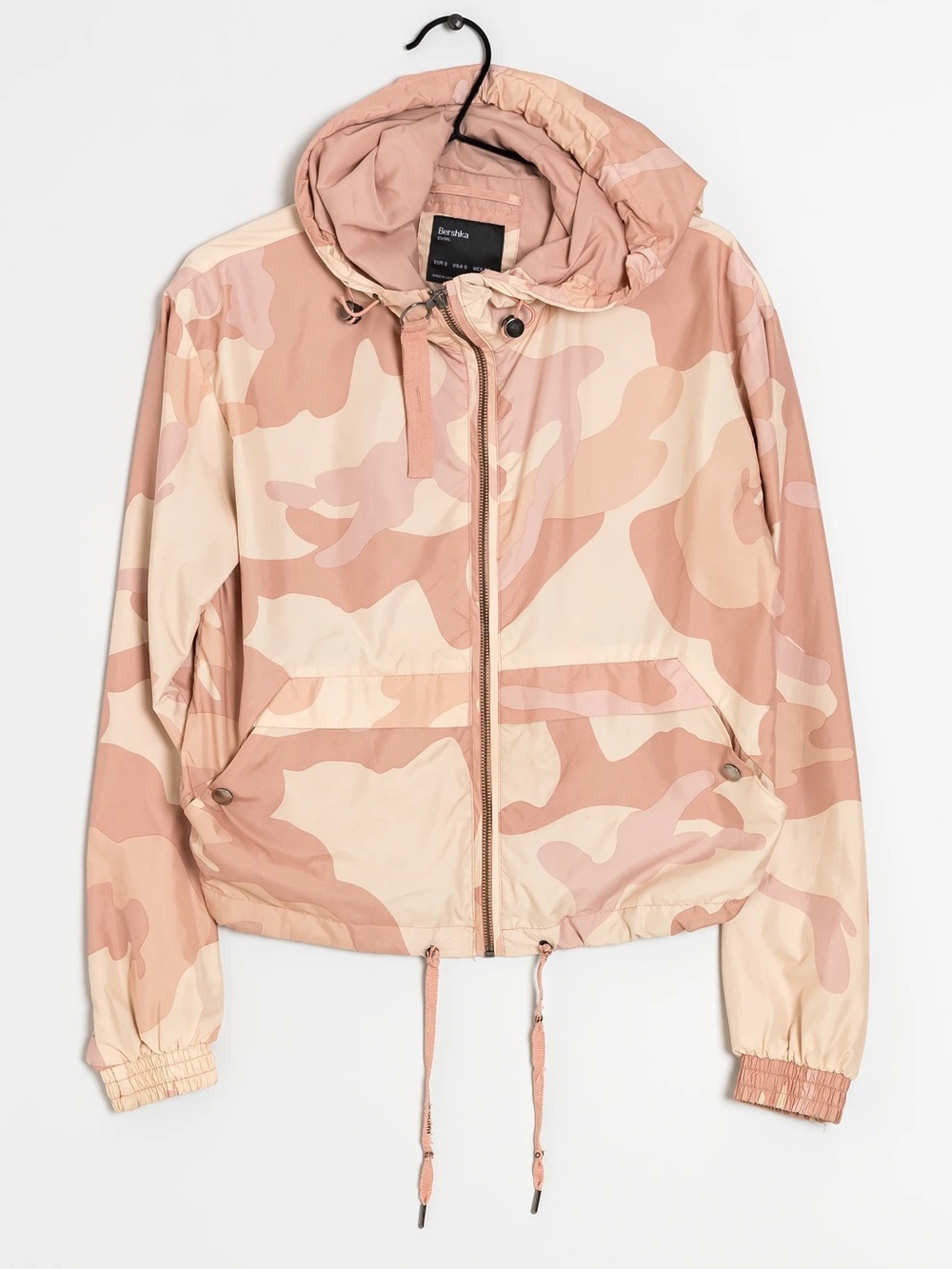 Bershka Pink Camo Hooded Utility Jacket